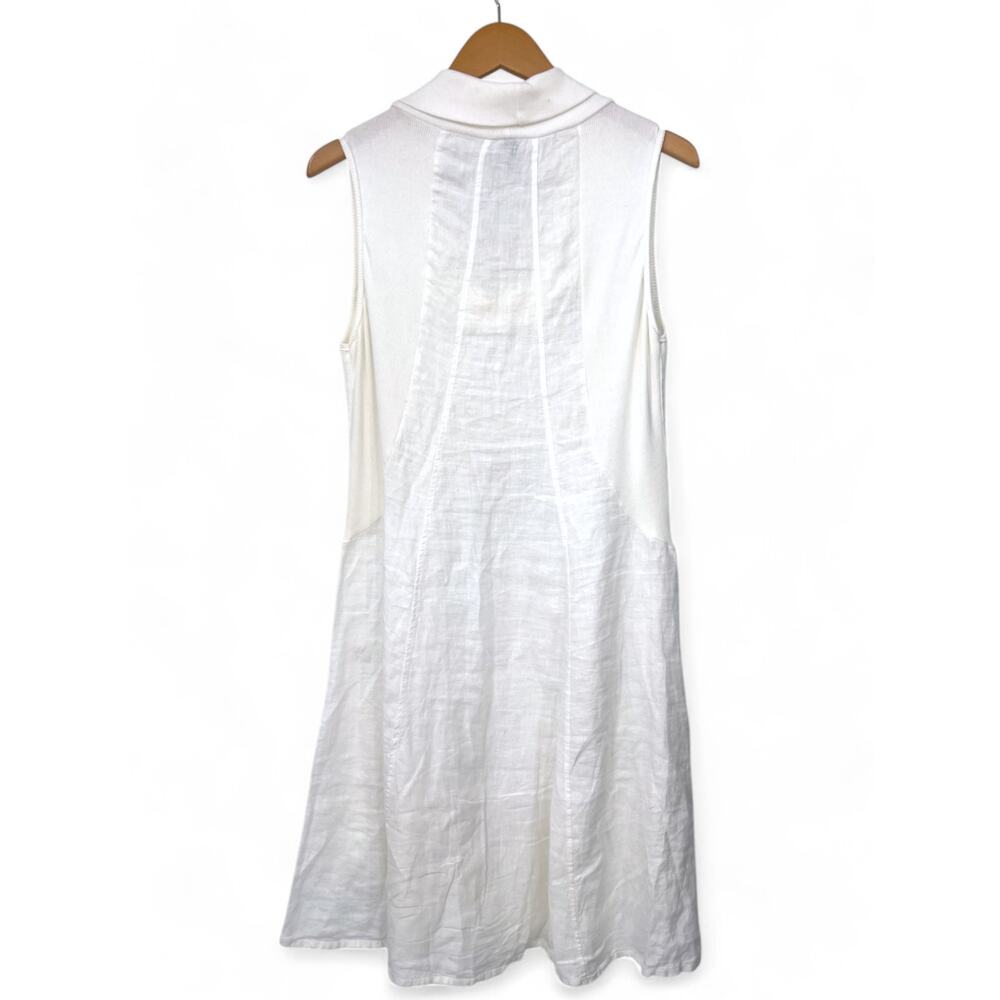Inizio Italy L Sleeveless Tunic Dress Top Pure 100% Linen Cowl Neck Knee Length - Picture 5 of 6